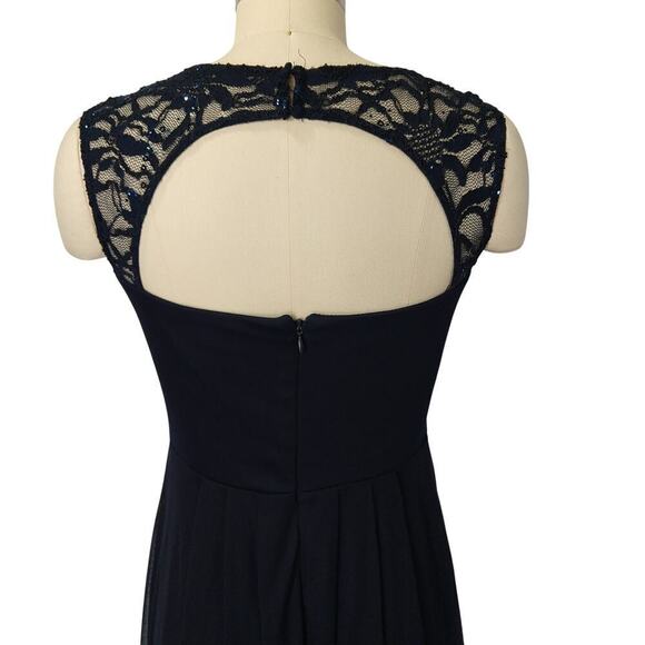 Vintage 90s Y2K Prom Dress Maxi Gown Size 6 Navy Blue Lace Formal Embellished - Picture 9 of 10